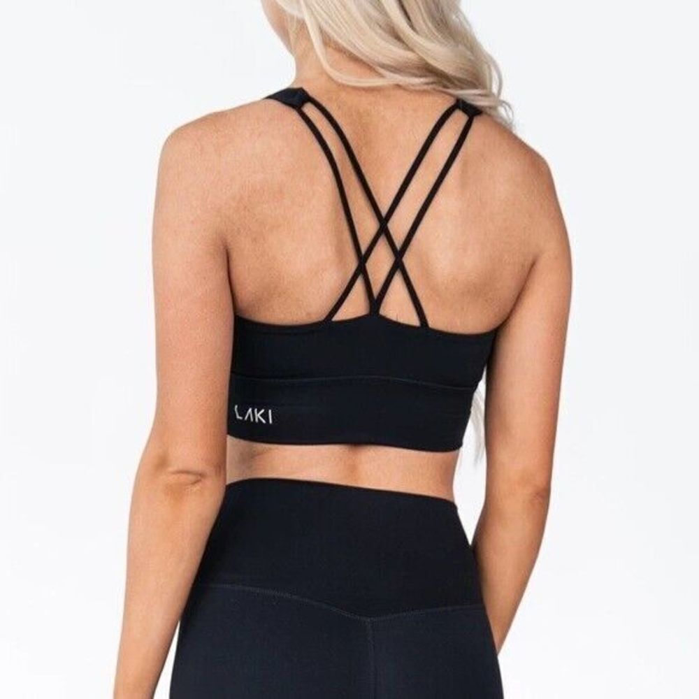 Laki Active Legacy Sports Bra S Black Compression Strappy Back small